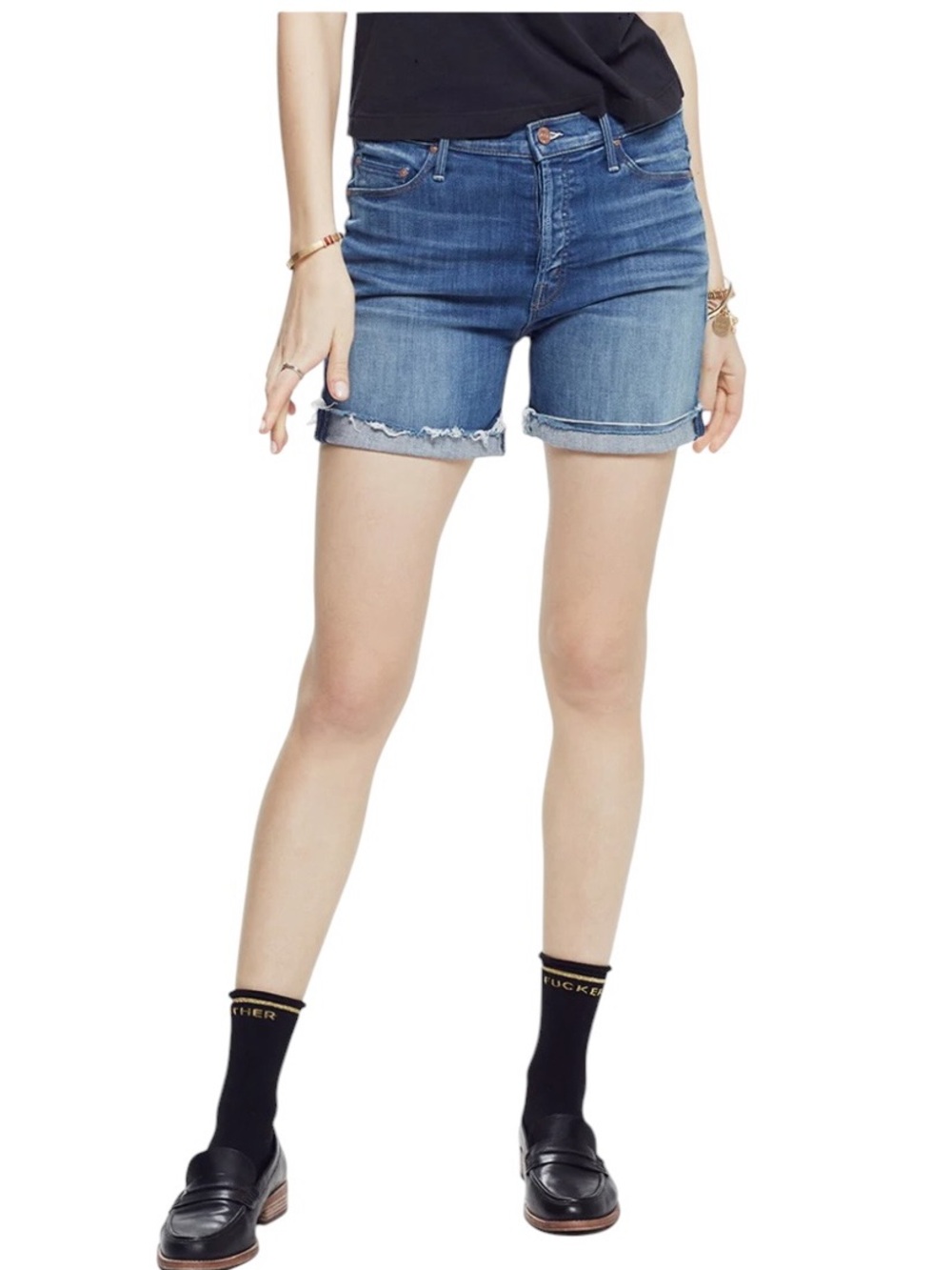 Mother Vagabond cuff stretch denim cut off shorts size 24 excellent condition